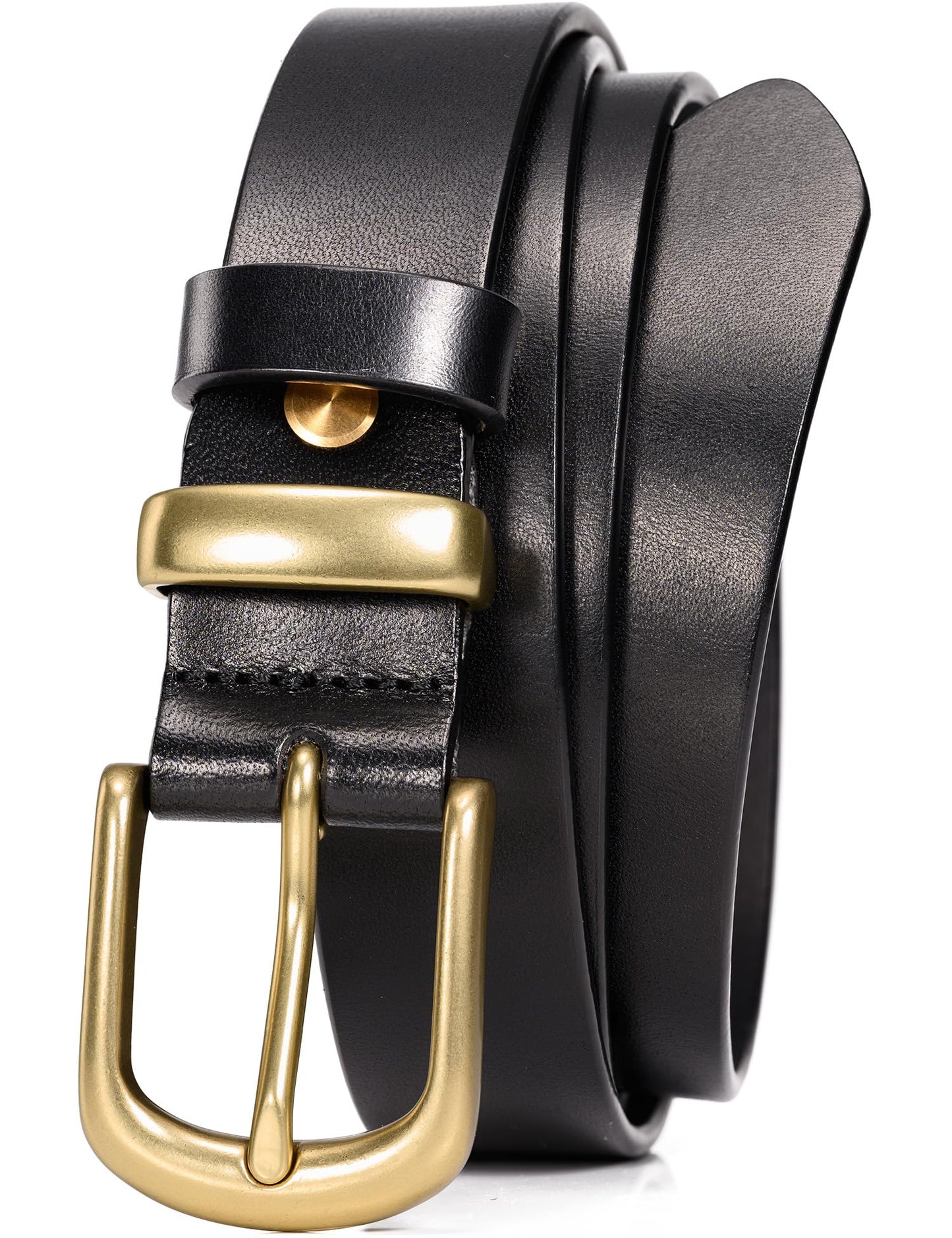 WOLFANT Womens Belts for Jeans in Gift Box,1.1" Ladies Belt with Gold Buckle,100% Italian Full Grain Real Solid Leather