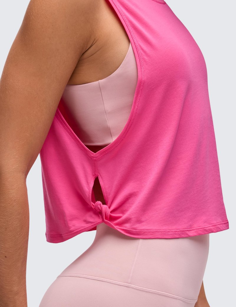 CRZ YOGA Pima Cotton Large Armhole Tank Tops for Women - Workout Sport Athletic Yoga Running Gym Loose Crop Sleeveless Shirts Sonic Pink Large