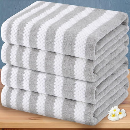 Waffle Bath Towels, Striped Bath Towels