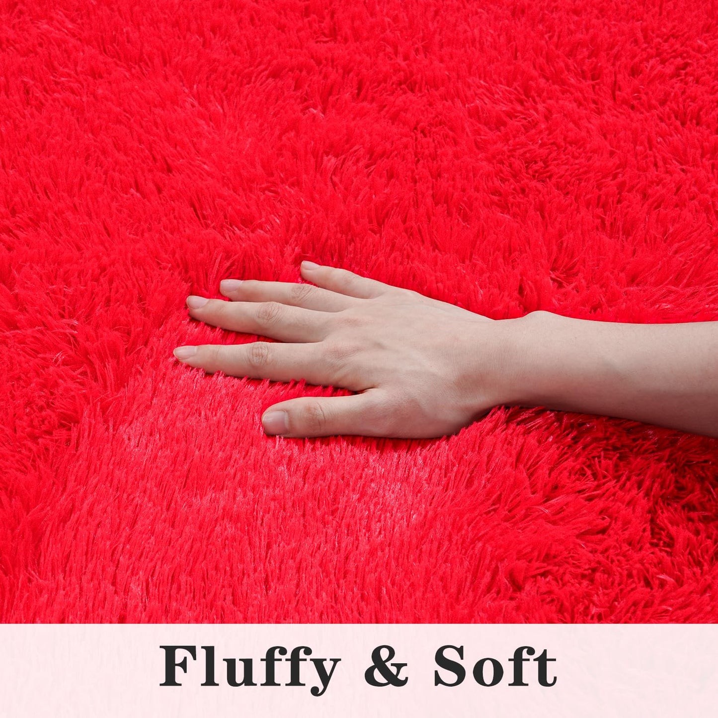Dssimo Super Fluffy Rug for Bedroom, 4x6 Feet, Modern Shag Red Area Rugs, Soft and Cozy Plush Carpet for Kids,Girls Boys and Teens Decorations for Living Room Dorm Nursery Classroom, Red