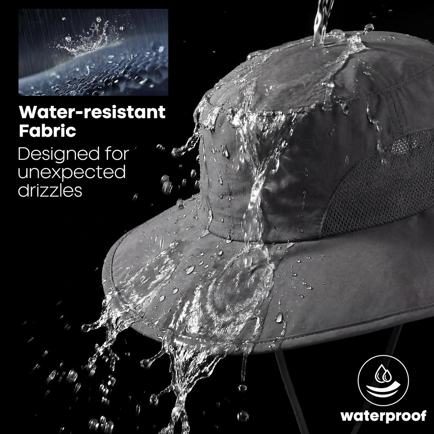 Home Prefer UPF50+ Mens Sun Hat Wide Brim Fishing Hat UV Protection Cap for Gardening Golf Bucket Hat Dark Grey