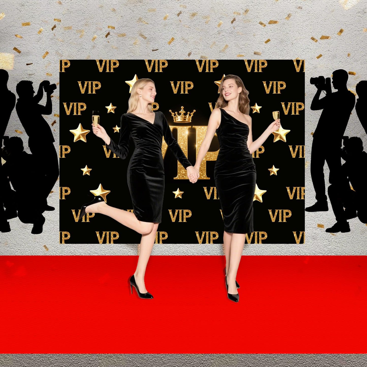 Red Carpet Runner,VIP Photography Backdrop,Backdrop Film Movie Theme Party Decorations Accessory and Red Carpet Runner 2.6 x 15 ft with Tape