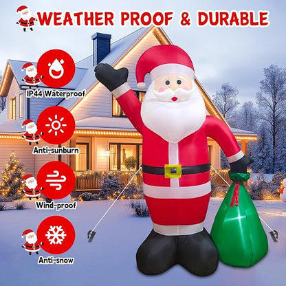 8 FT Christmas Inflatable Outdoor Decoration, Blow up Giant Inflatable Santa Claus with Gift Box, Inflatable Christmas Decorations for Yard, Indoor, Outdoor, Garden, Lawn, Winter Decor