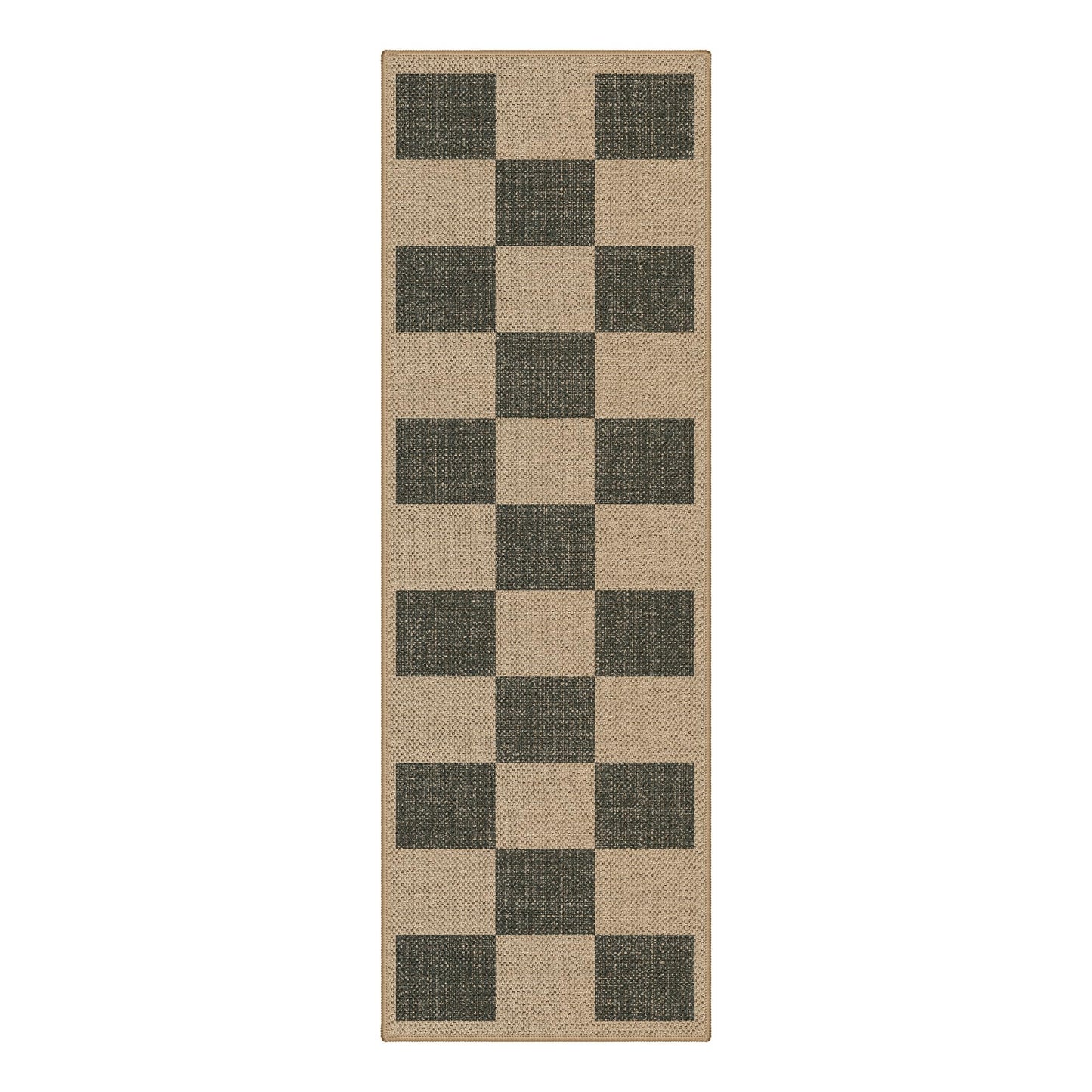 Bavni Checkered Easy Jute Rug,2x6 Runner Rug Machine Washable Non Slip Woven Plaid Carpet, Geometric Diamond Non Shedding Low Pile Modern Farmhouse Hallway Runner for Kitchen, Laundry, Corridor