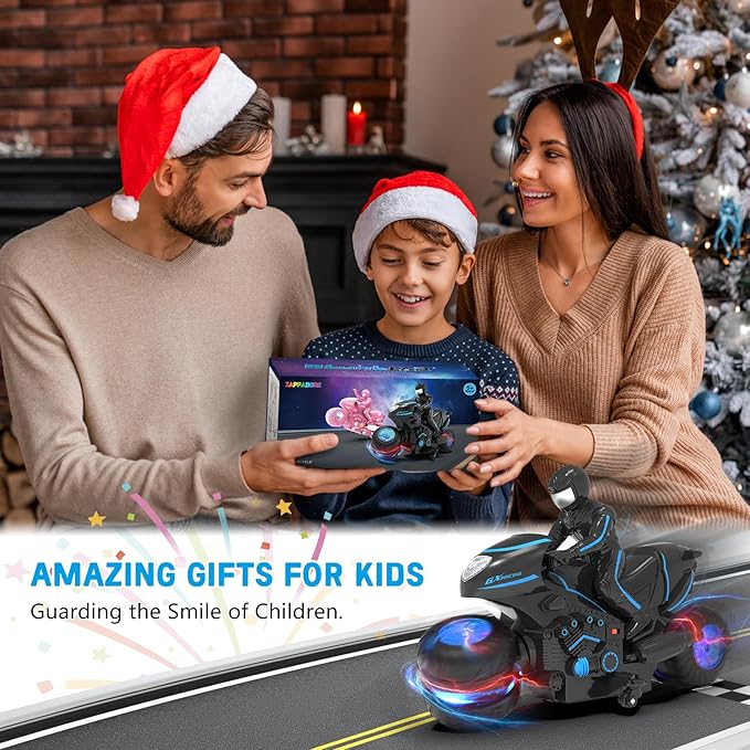 RC Motorcycle Remote Control Motorcycle with RGB Wheels Lights - 360-degree Rotations Drifts High-Speed RC Car Dirt Bike Toy for Boys 4-7 8-12 Years Kids