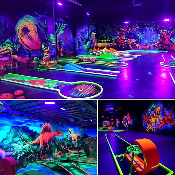 4 Pack 150W LED Black Lights, Blacklight Flood Light Outdoor with Plug and Switch, IP66 Waterproof for Dance Party, Glow in The Dark, Halloween Lights, Body Paint, Fluorescent Poster