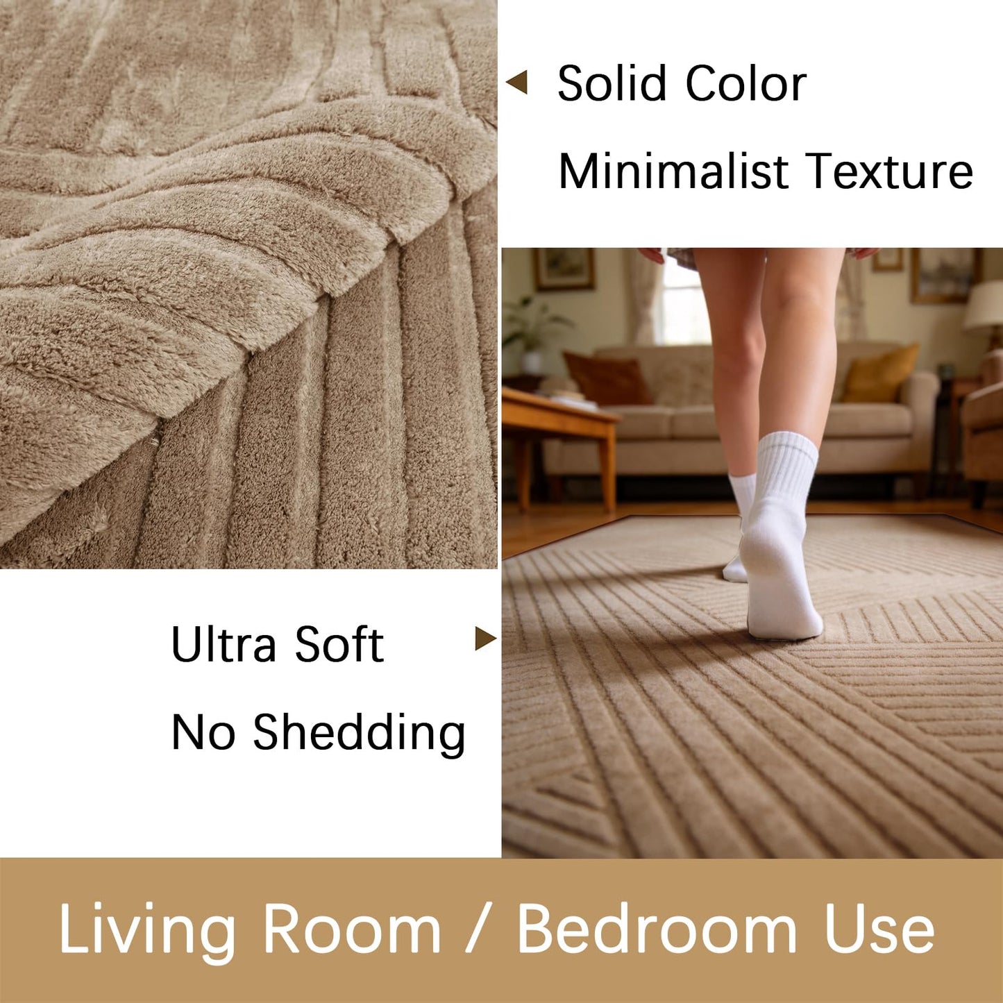 ZVFFDG Brown 5x7 Geometric Area Rug - Modern Geometric High-Low Pile Rugs for Living Room Bedroom, Washable Non-Slip, Textured Indoor Rugs for Nursery, Kids Room, Home Office