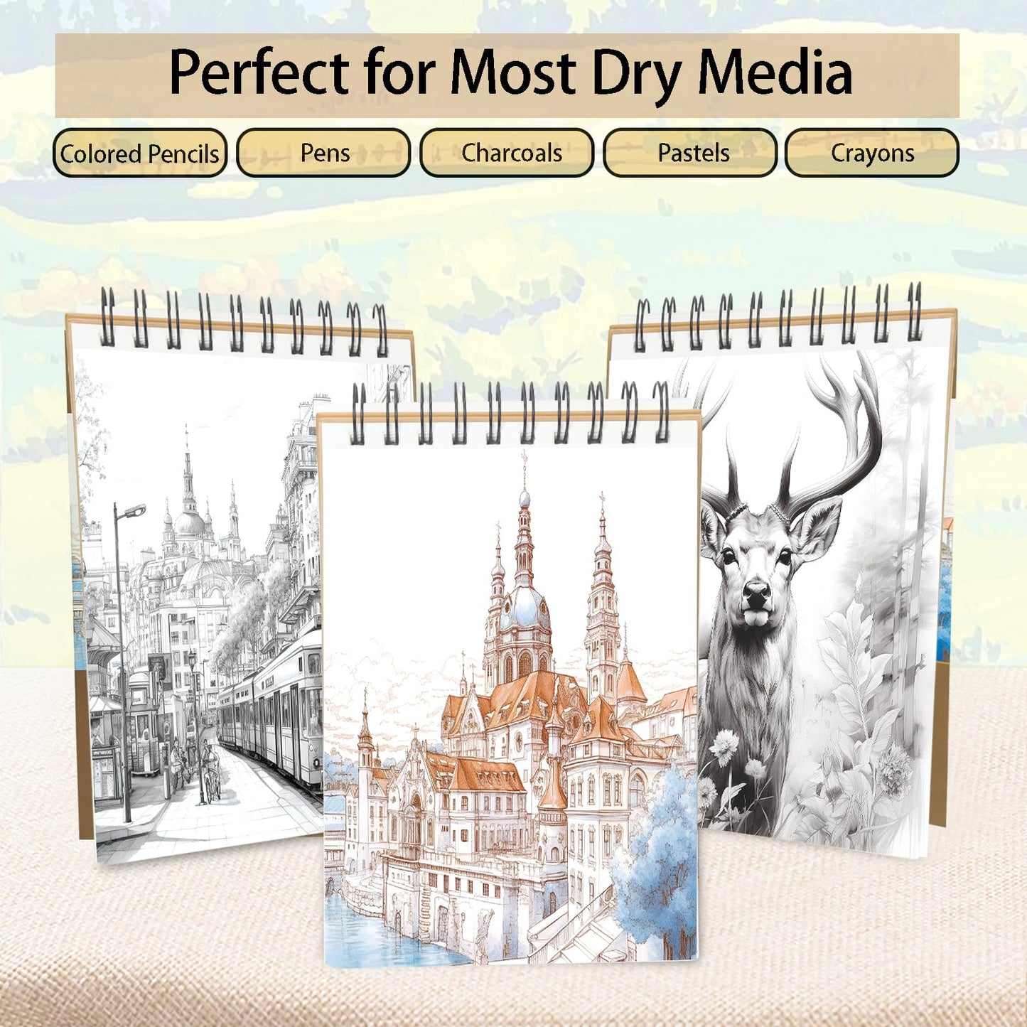 Crehatos 5.5" x 8.5" Small Sketch Book, Top Spiral Bound Sketch Pad, 100 Sheets Each 68lb/100gsm Drawing Paper, 2 Pack