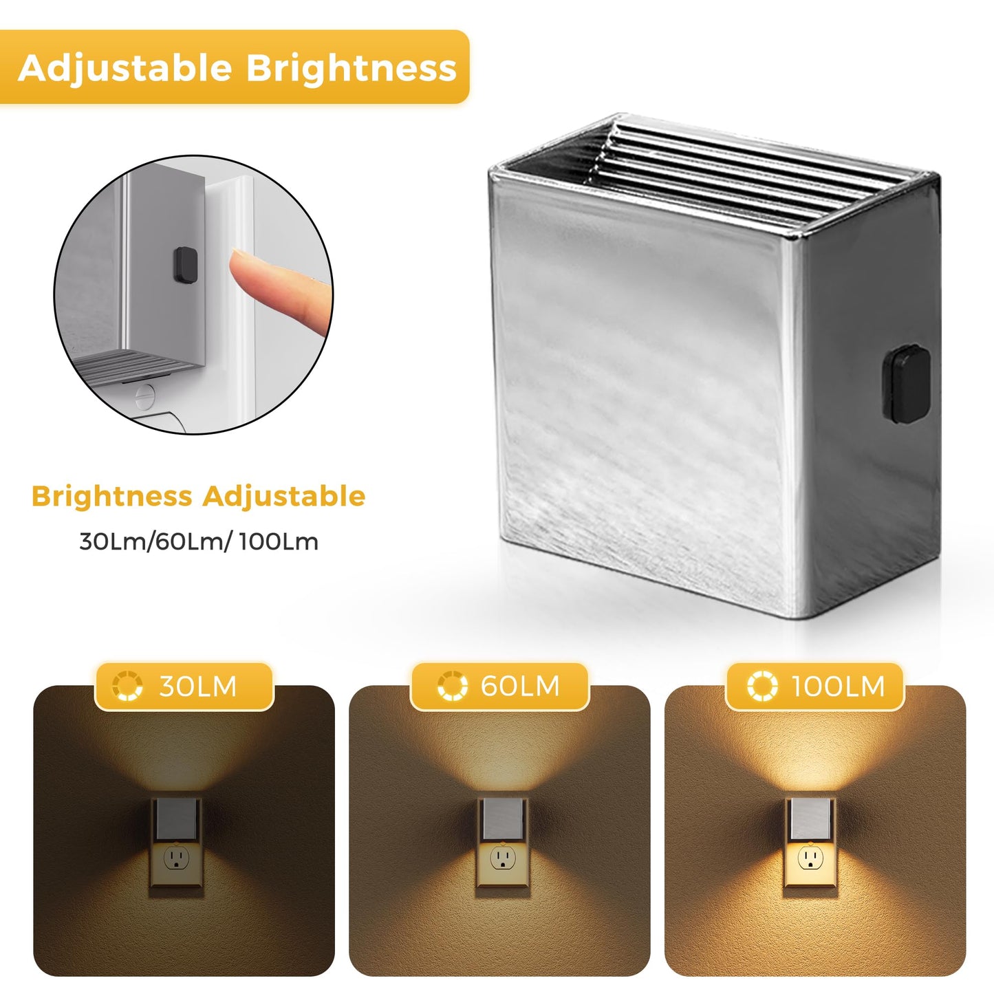 L LOHAS LED Night Lights Plug into Wall,[2-Pack] Plug in Night Light with Dusk to Dawn Sensor,Brightness Adjustable,3000K Warm White,Dimmable Nightlight for Adults Bathroom Hallway Kitchen