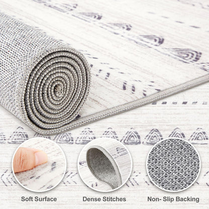 Nakagishi 6x9 Area Rugs Living Room: Washable Boho Large Neutral Soft Farmhouse Rug Stain Resistant Modern Indoor Floor Non-Slip Carpet for Bedroom Nursery Kids Playroom Office Dining Room Dorm- Gray