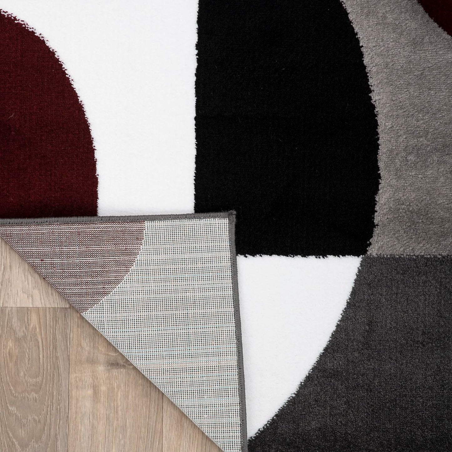 Rugshop Burgundy Hallway Runner Rug, Modern Circles, Non-Shedding, Durable for Hallway, Entryway and Kitchen, 2' x 10'