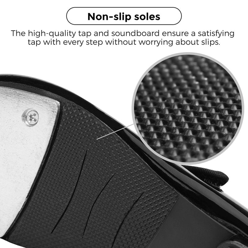 Stelle Girls Tap Shoes Boys Buckle PU Leather Dance Shoes(Toddler/Little Kid/Big Kid) (SD08-Black,9MT)