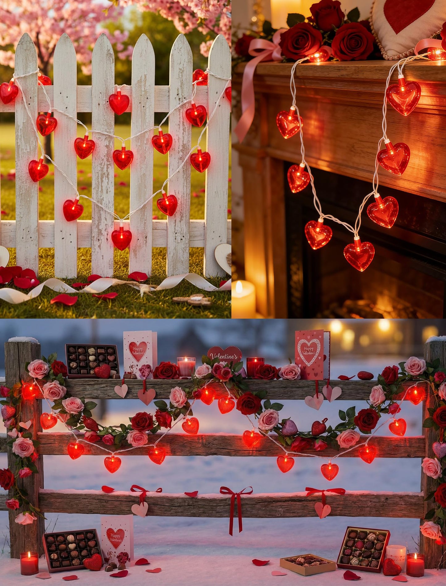 Valentines Red Heart String Lights Plug in, 8.5Ft Outdoor Valentine's Day Decorations Lights with 10 LED Red Heart Lights, Heart Fairy String Lights for Indoor Home Window Wedding Party Xmas Decor