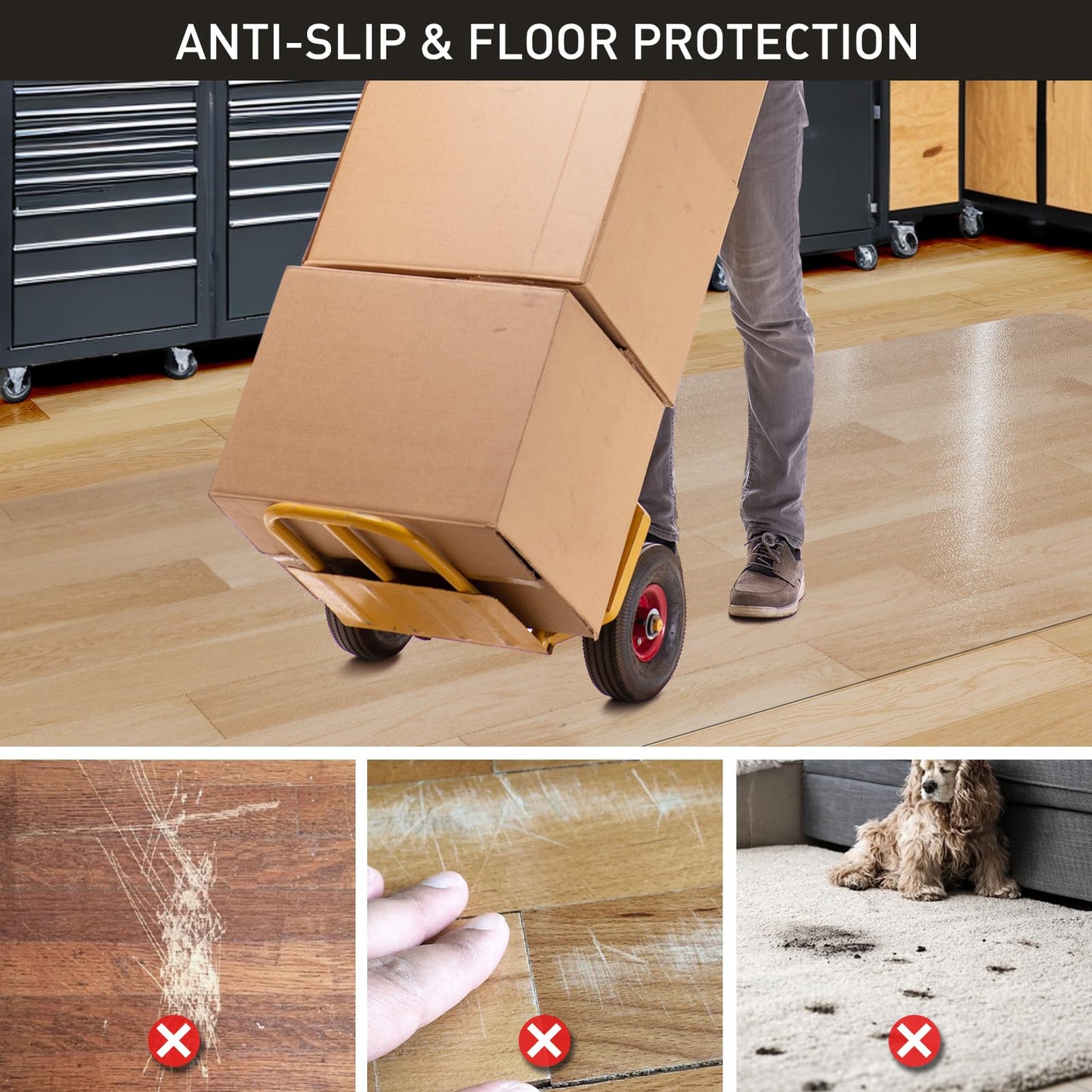 2'x10' Vinyl Runner Rug for Hallway, Clear Waterproof Kitchen Mat for Floor, Non-Slip Plastic Floor Mat for Entryway, Easy Clean Durable Area Mat for Bedroom, Laundry Room