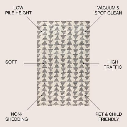 JONATHAN Y Aisha Moroccan Triangle Geometric Cream/Gray Indoor Area Rug, 8x10, Contemporary, Modern, Easy-Cleaning for Living Room, Bedroom, Kitchen, Pet Friendly, Non-Shedding (MOH206B-8)