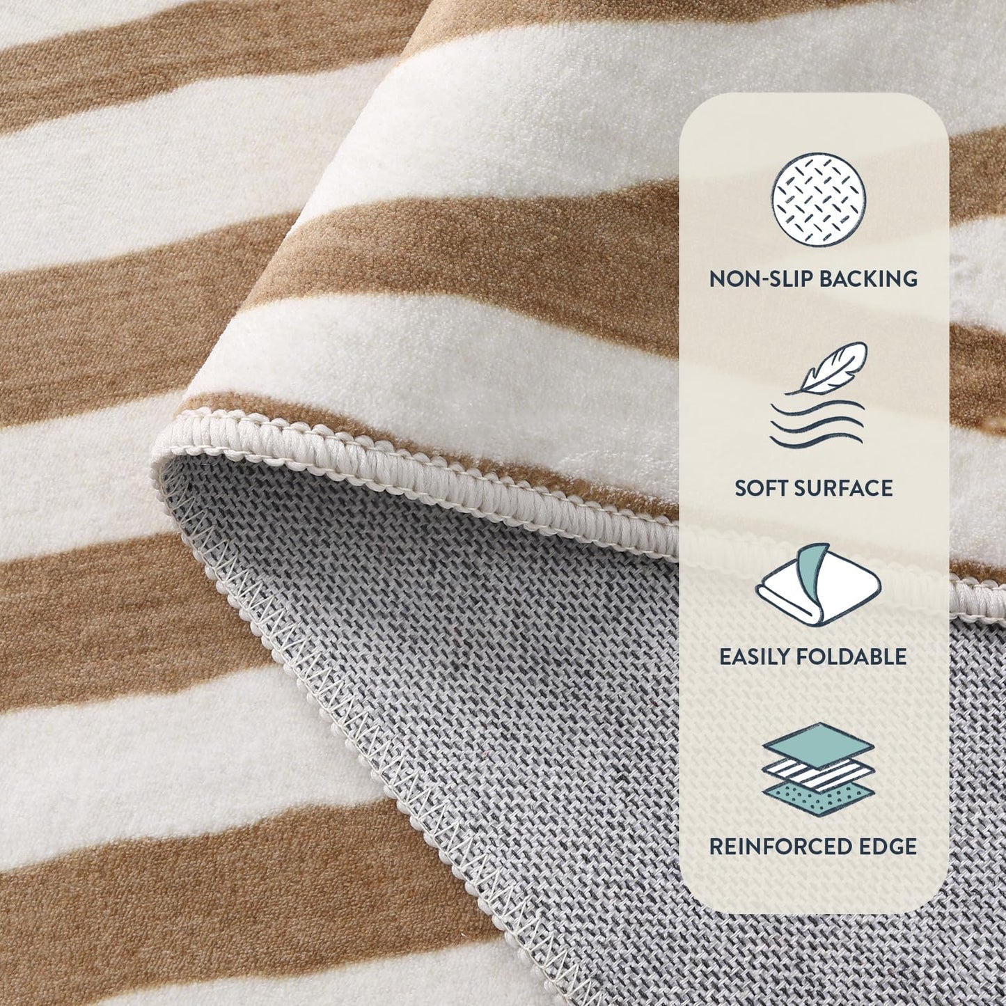 Lahome Modern Washable Rugs 8x10,Machine Washable Bedroom Rug Kids Rugs for Playroom Non Slip Soft, Play Room Backing Accent Ultra-Thin Carpet for Nursery Dining Room Classroom Alba（8'X10',Khaki