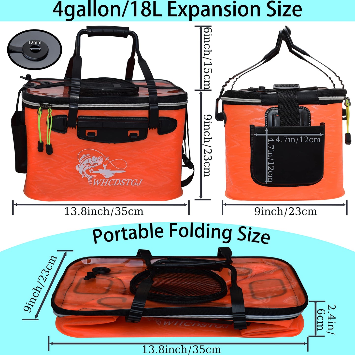 WHCDSTGJ Transparent Top Cover Fishing Bucket, Foldable Fish Bait Bucket, Multifunctional Minnow Bucket, Live Fish Container, Fish Protection Bucket, Outdoor Camping Fishing Bag.