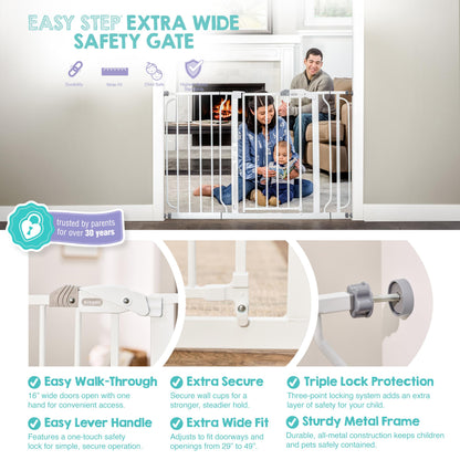Regalo White Extra Wide Metal Pet Gate, 2" L X 49" W X 30" H