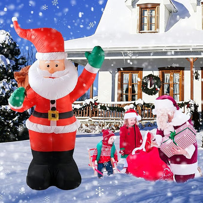 COOLWUFAN 6 FT Christmas Inflatables Santa Claus with Gifts Bag, Christmas Inflatables Outdoor Decorations, Built-in LED Lights Holiday Blow Up Yard Decoration Clearance for Yard, Holiday, Parties