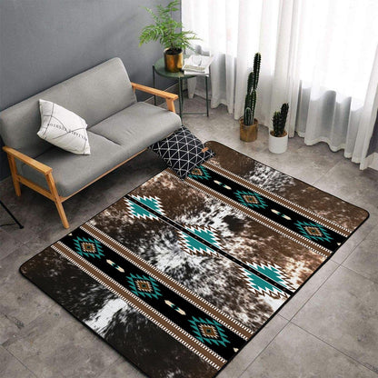 Combo Southwest Area Rug and Non-Slip Rug Tape for Living Room, Bedroom Dining Room, Laundry 3x5 ft Southwestern Rugs Runner Geometry Aztec Carpet, Native Tribal American Indian Inspired Rug