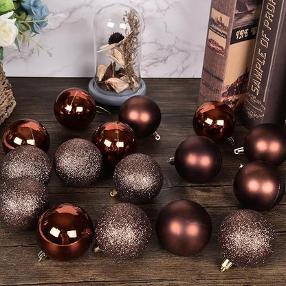 30ct Christmas Ball Ornaments, 3.15" Shatterproof Halloween Tree Decorations, Perfect Hanging Ball for Indoor/Outdoor Holiday Party Decor (Brown)