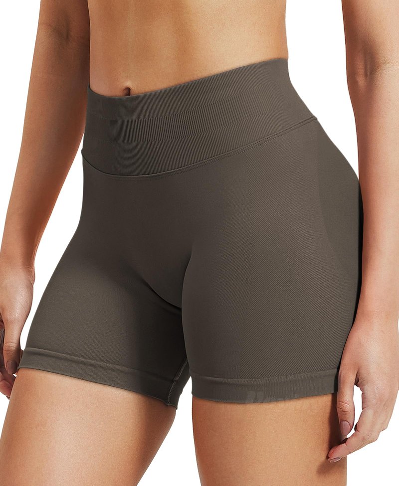 VOYJOY Women Workout Impact Shorts 2.5"/ 3.6"/ 4.5"/ 6" Scrunch Butt Lifting Gym Seamless Booty Biker Shorts Coffee