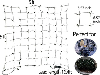 LED Christmas Net Lights Outdoor Christmas Decorations for Bushes,100LED 5ftx5ft Connectable Green Wire Net Christmas Lights for Outdoor indoor Yard Mesh Shrub Tree Decor ,UL Certified(Warm White)