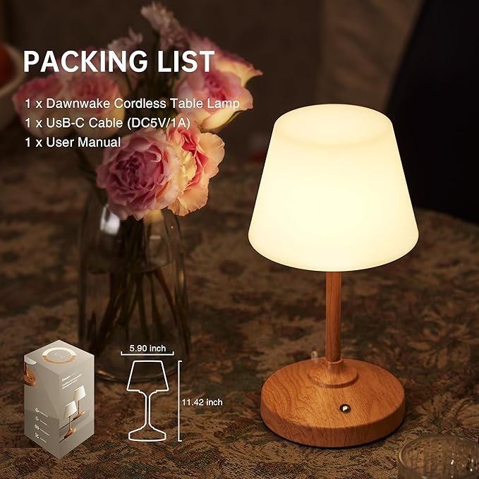 Table Lamp Cordless Lamp,Outdoor Waterproof Shower Lamp,5000mAh Rechargeble Battery Operated Lamps Dimmable Touch Desk Lamps,LED Night Light for Bathroom Patio Camping Restaurant Home