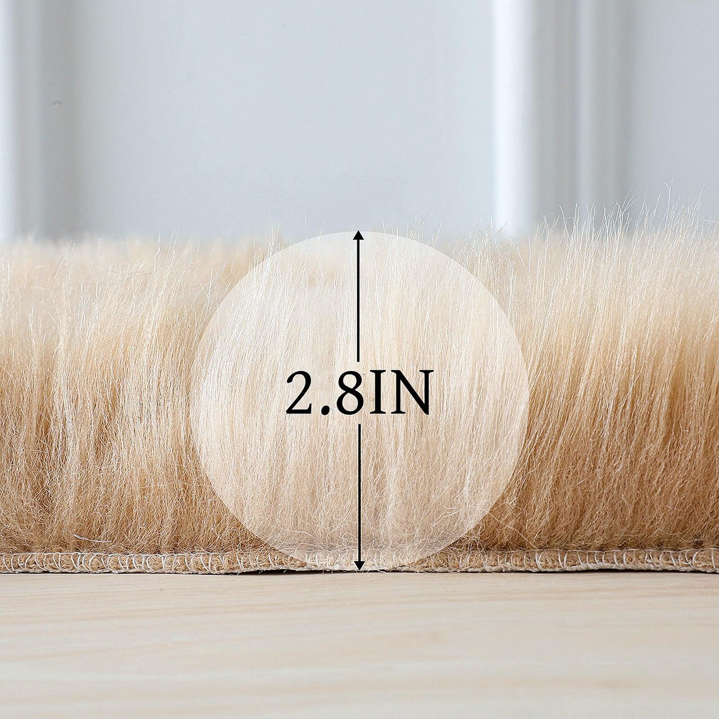linmopm Faux Fur Rug Sheepskin Shag Fluffy Fuzzy 6x9 ft Beige Rugs for Bedroom Bedside Bed Floor Living Room Plush Rectangle High-Density Cushion Carpet Super Sofa Cover