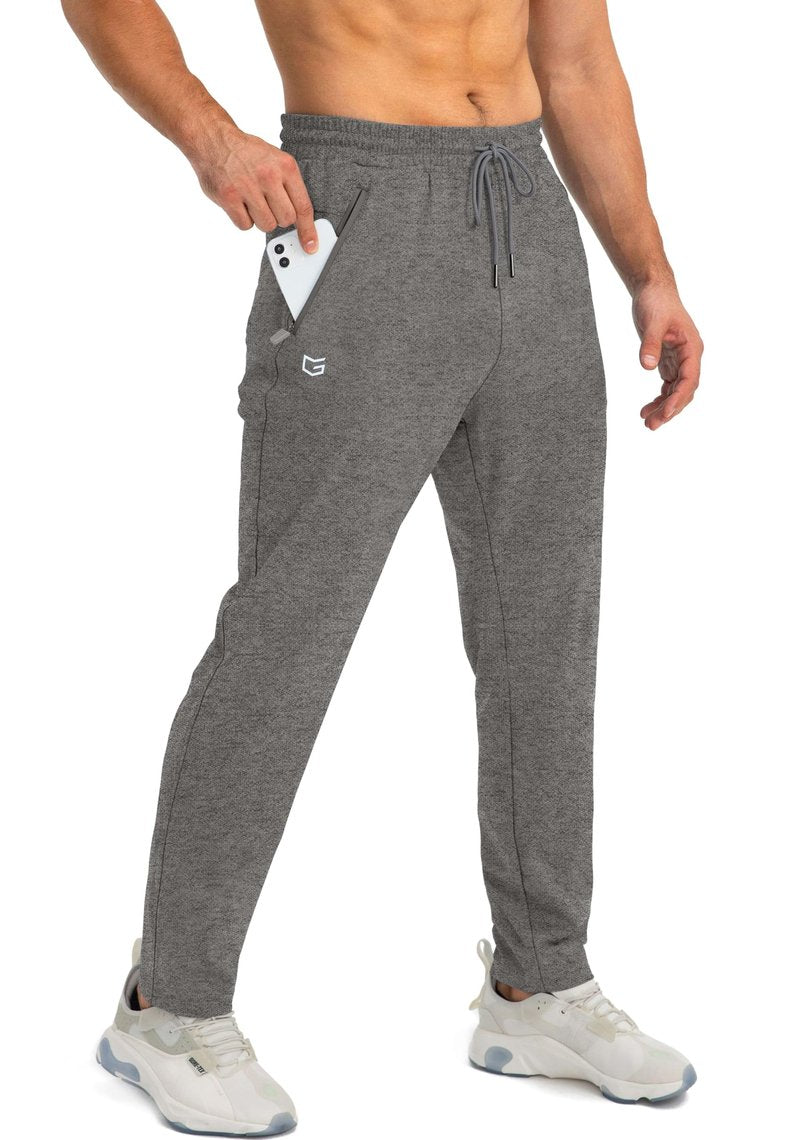 G Gradual Men's Sweatpants with Zipper Pockets Tapered Joggers for Men Athletic Pants for Workout, Jogging, Running (Heathered Brown Light, 3X-Large)
