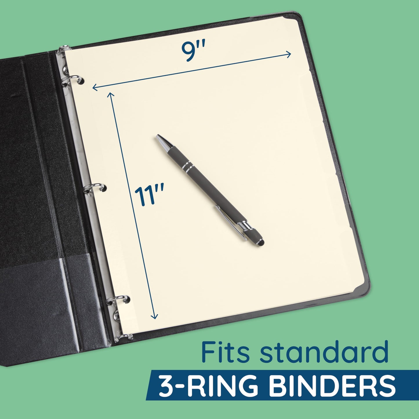 Blue Summit Supplies 3 Ring Binder Dividers with Reinforced Edge, 1/5 Cut Tabs, Letter Size, 3 Hole Punch Section Index Dividers for Binders, Manila, 100 Pack