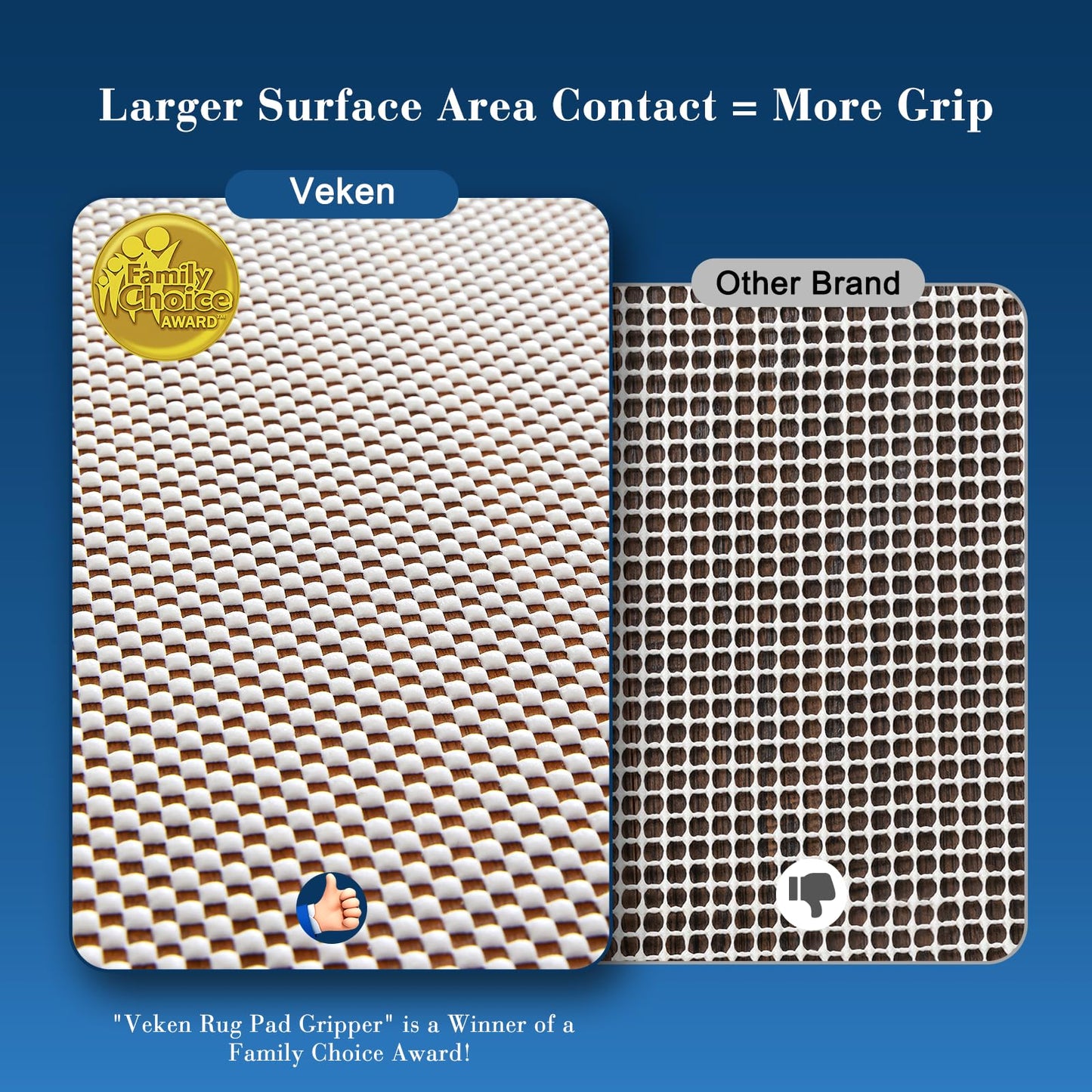 Veken Non Slip Rug Pad Gripper 8 x 10 Feet Extra Thick Pads for Any Hard Surface Floors, Keep Your Rugs Safe and in Place, Under Carpet Anti Skid Mat