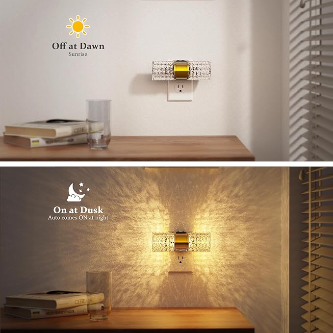 JandCase Night Lights Plug into Wall,2 Pack Color Changing Night Light for Kids, 3000K+RGB LED Nightlight with Dusk to Dawn Sensor, 10/50/100LM Adjustable Brightness for Rooms Decor