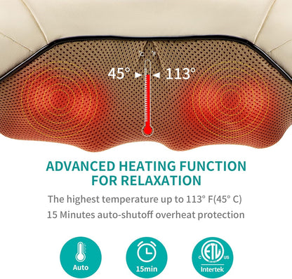 Nekteck Shiatsu Neck and Back Massager with Soothing Heat, Shoulder Massager for Pain Relief Deep Tissue, Electric 3D Kneading Massage Tools for Leg Body Muscle, Corded Power, Gifts for Him Her