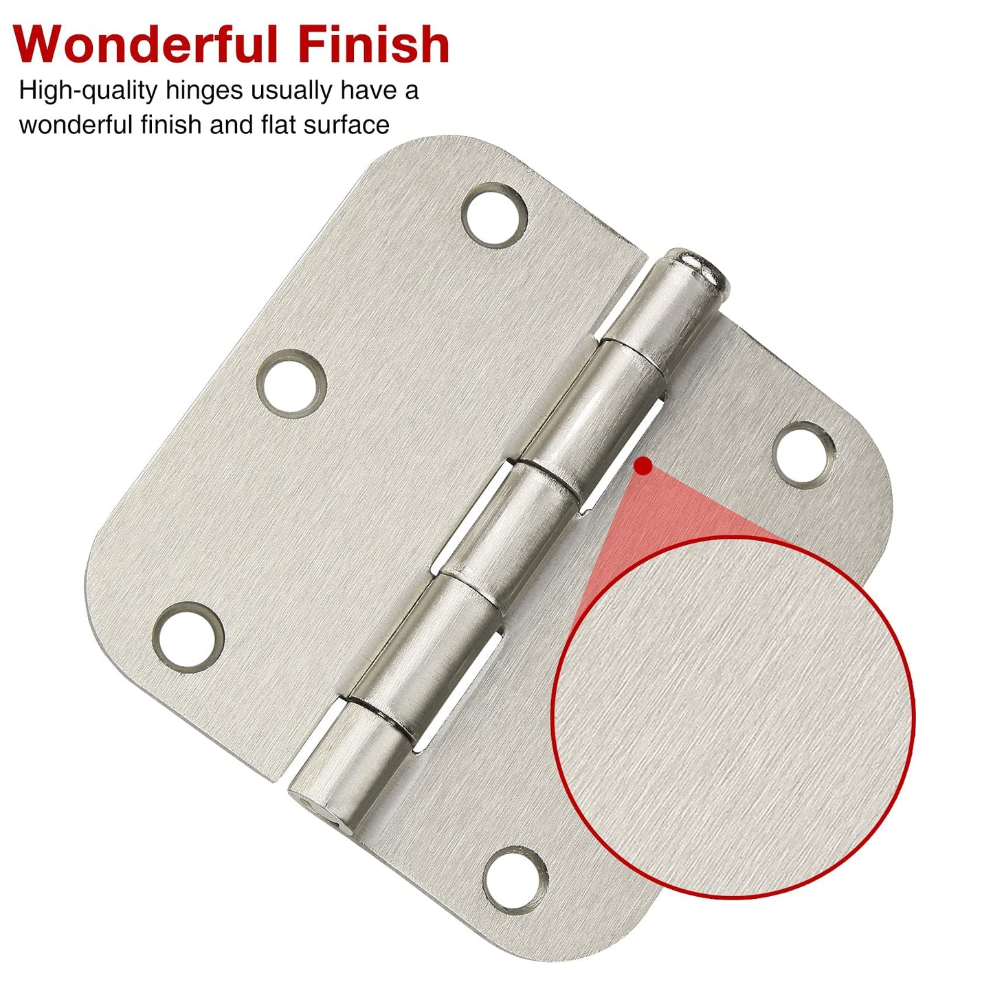 42 Pack Rounded Door Hinges Brushed Nickel 3.5 inch x 3-1/2", 5/8" Radius Heavy Duty Steel Iron 3 ½"Hinge for Doors, Interior Room,Outdoor Window,Constructition Hardware Kit Home Decor Essentials
