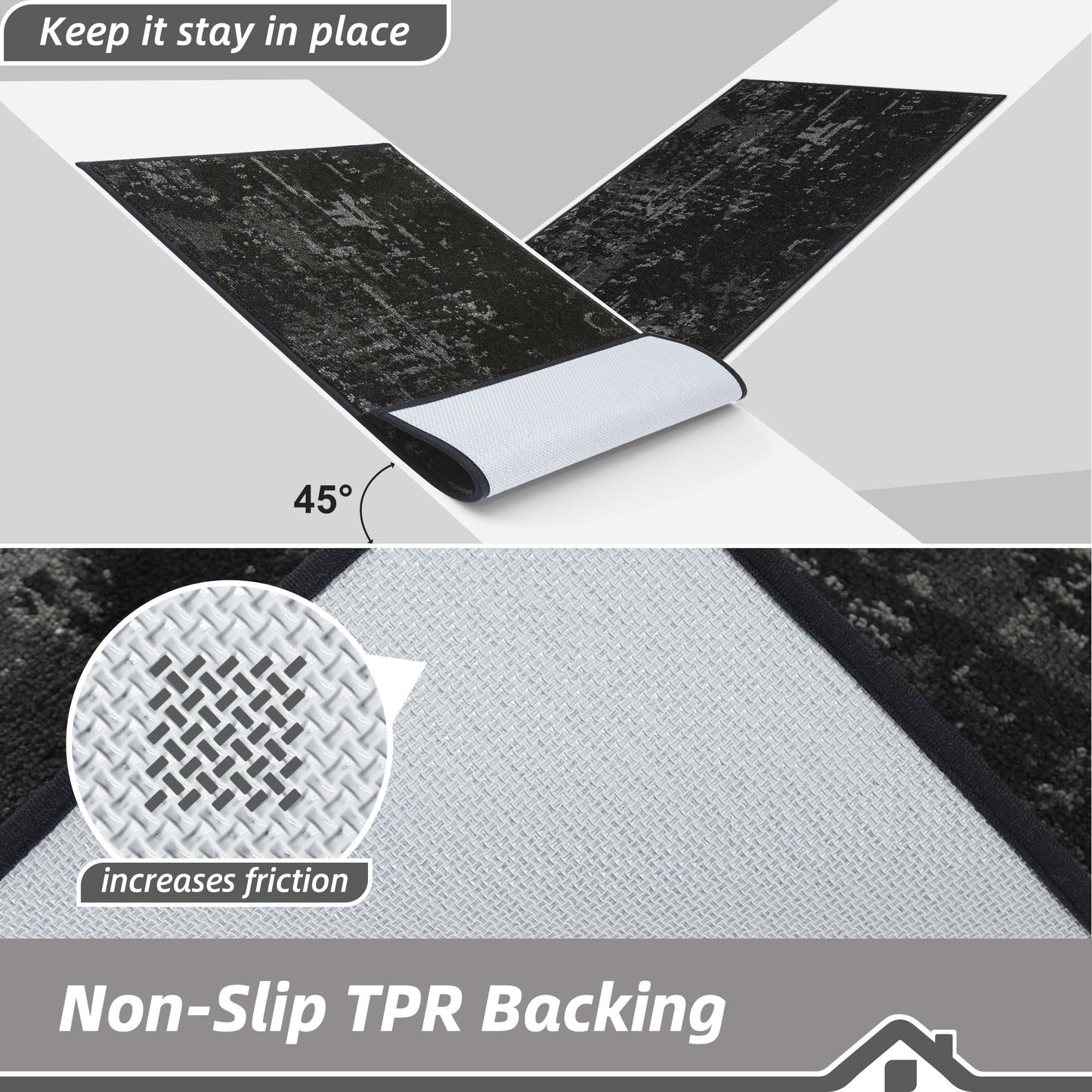 BEQHAUSE Dirt Trapper Door Mat 32" x 48", Non-Slip Doormats Washable Entryway Rugs, Stain Resistant Dog Door Mats Absorbent Welcome Floor Mat for Front Back Door, Mud Wet Shoes & Paws, Black