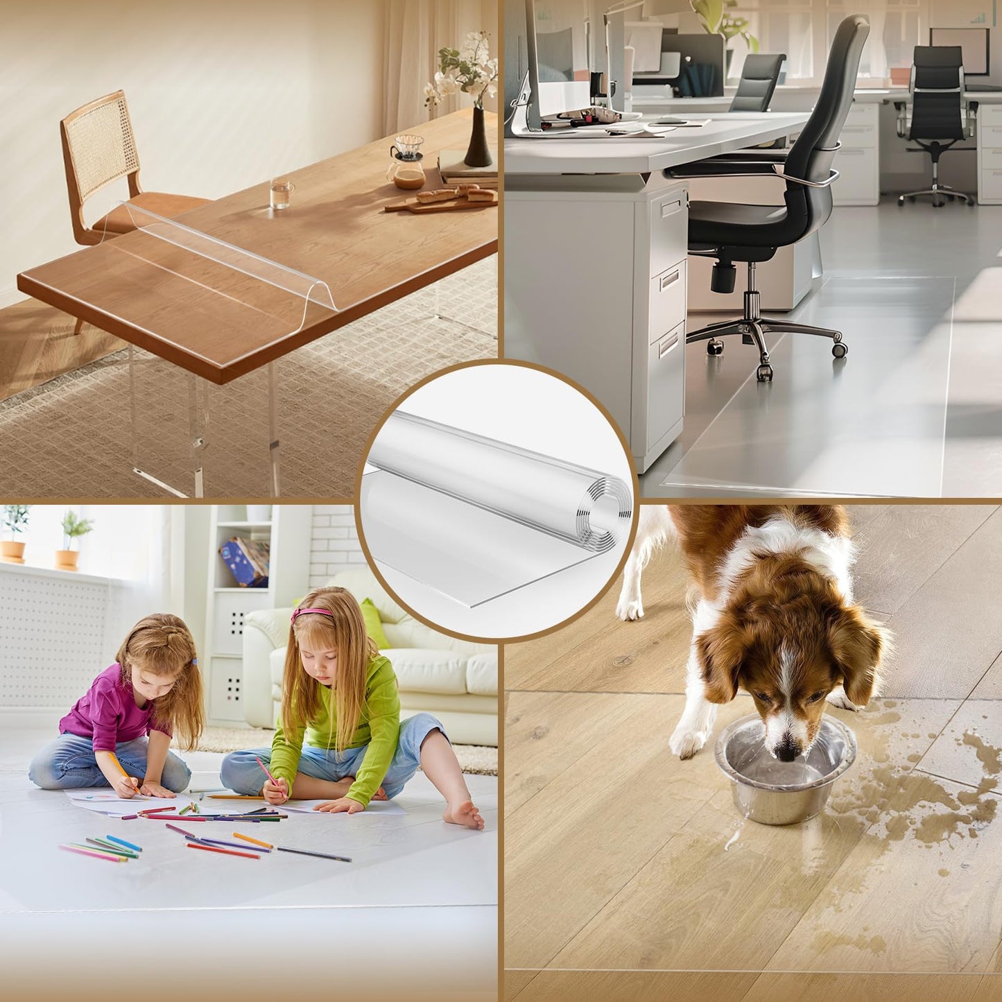 2 x 6 ft Plastic Runner, 24”x72“ Vinyl Runners for Foors, 60 mil Thick Clear Mat Hard Floor, Plastic Rugs Protection for Entryway Hallaway Office