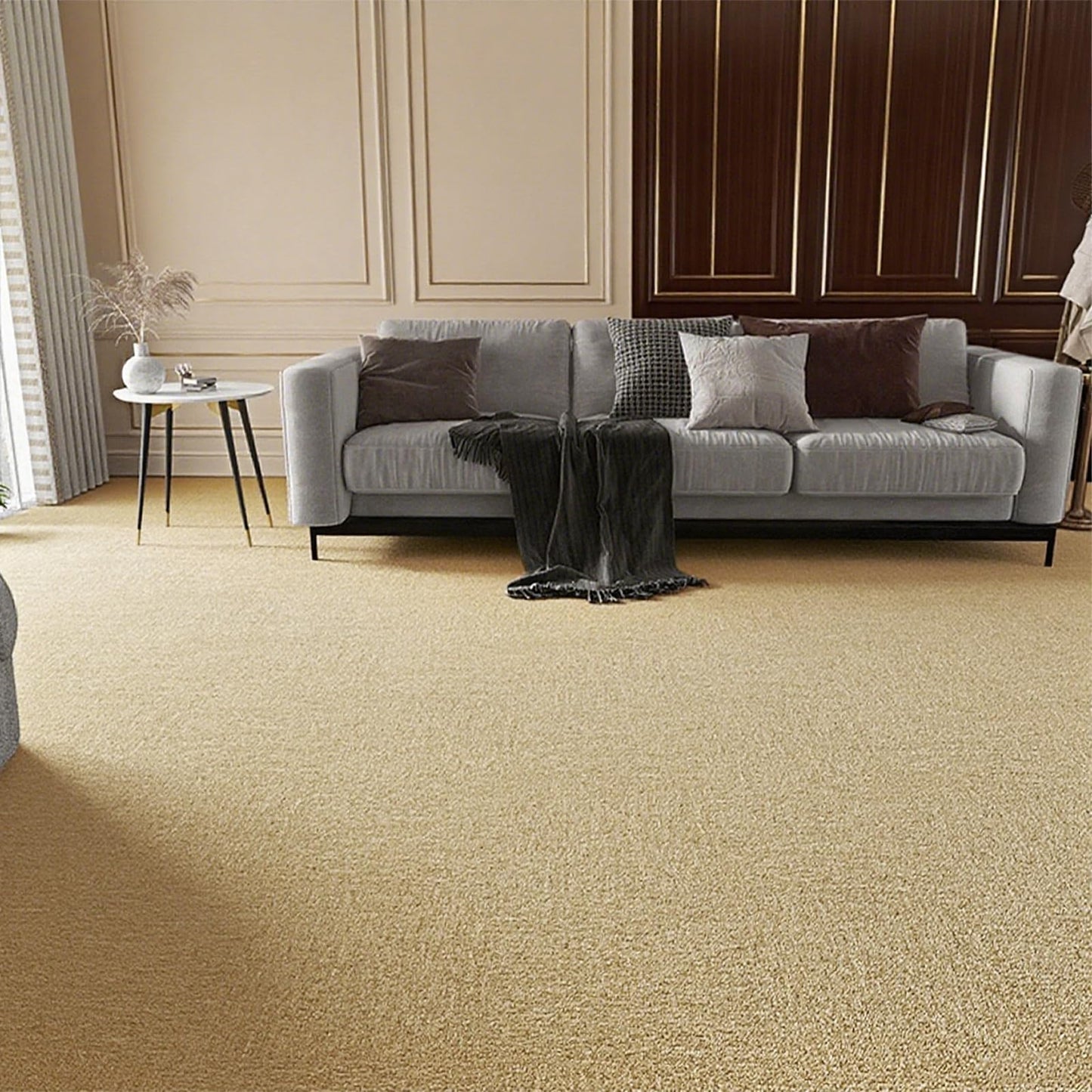 12-Pack Carpet Tiles & Squares (32 Sq Ft) | 20"x20" Commercial Grade with 0.24" Pile | Non-Slip PVC Backing & Polypropylene Face for Easy DIY Installation (Camel)