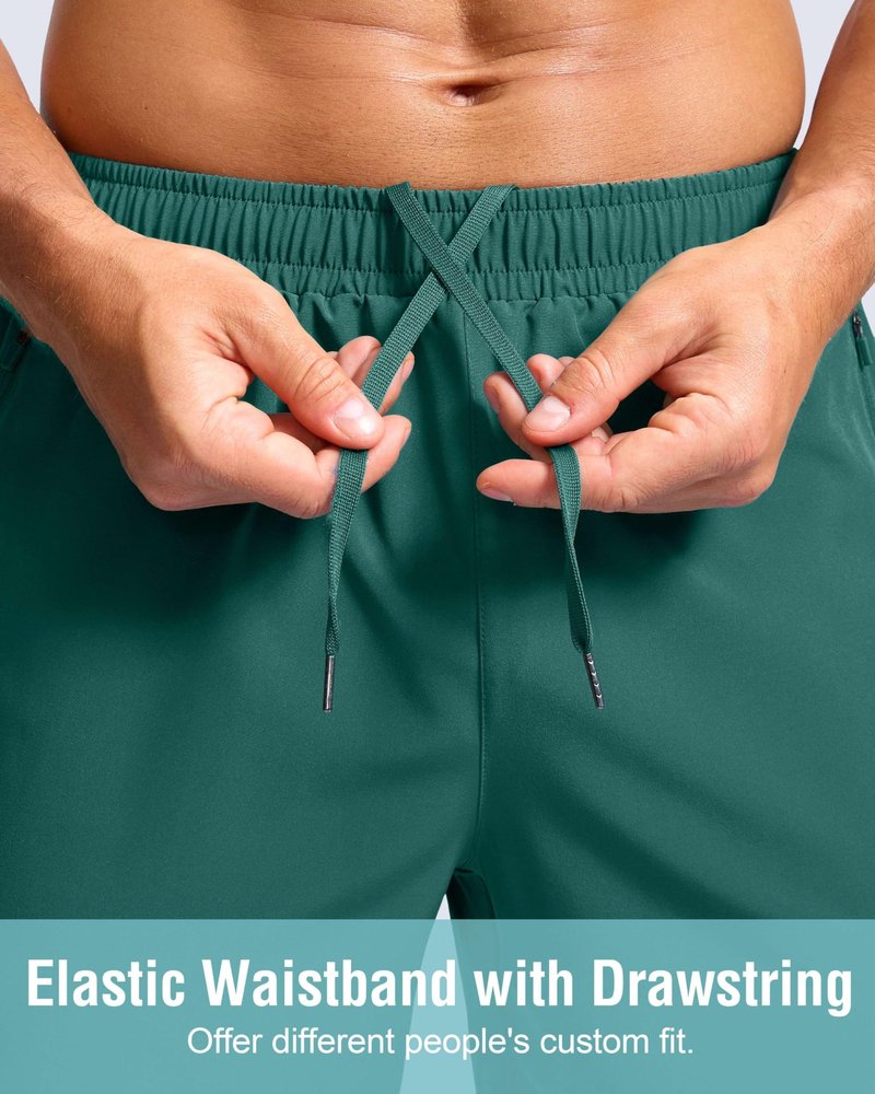G Gradual Men's Athletic Running Shorts with Zipper Pockets Quick Dry 7"/ 5"/ 9" Workout Gym Shorts for Basketball Hiking(Rainforest Green,5XXXL)