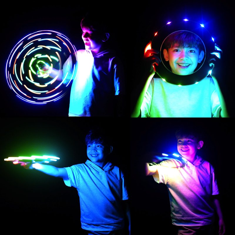 TOSY Flying Ring - 12 Monocolor LEDs, Super Bright, Lost Mode, Auto Light Up, Easter Basket Stuffers Gift for Kid/Teen/Boy/Girl, Safe, Waterproof, Pool/Beach/Camping Toy (Red)