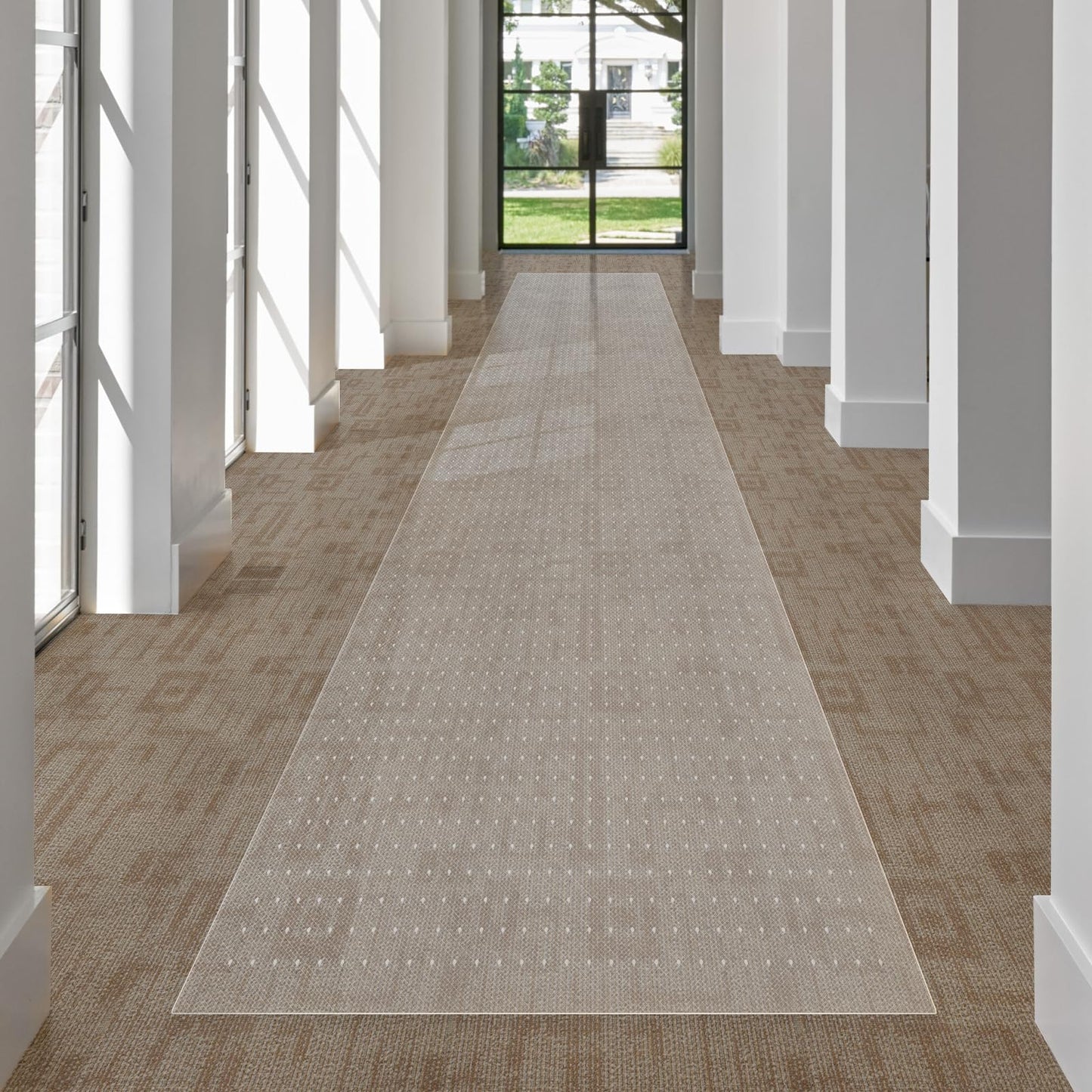 SALLOUS Plastic Runner Mat for Hallway, 3' x 10' Runner Rug for Carpet, Waterproof Vinyl Floor Mat for Carpeted Floors, Slip Resistant with Grips, Carpet Protector for Home, Clear