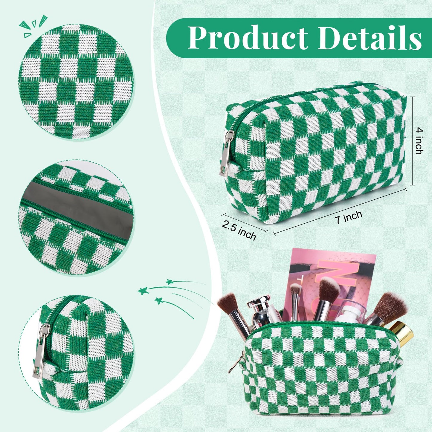 14 PCS Aesthetic Book Annotation Kit Large Checkered Pencil Case Book Lover Bookmark Dual Highlighters Gel Pens Study Supplies Stationary Set for Student Green