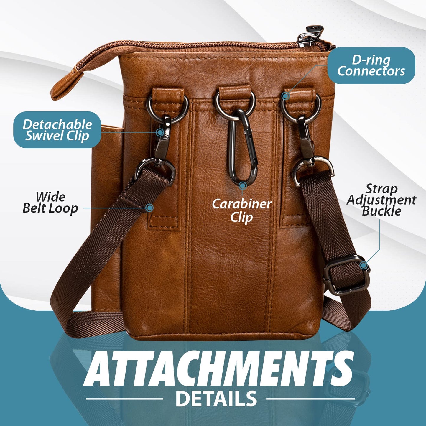 Hengwin Genuine Leather Cell Phone Holster Fit for iPhone 17 16 15 14 13 Pro Max Samsung Galaxy Note9 S24 S25 Ultra Wallet Case with Belt Clip Passport Pouch Small Crossbody Purse Shoulder Bag (Brown)