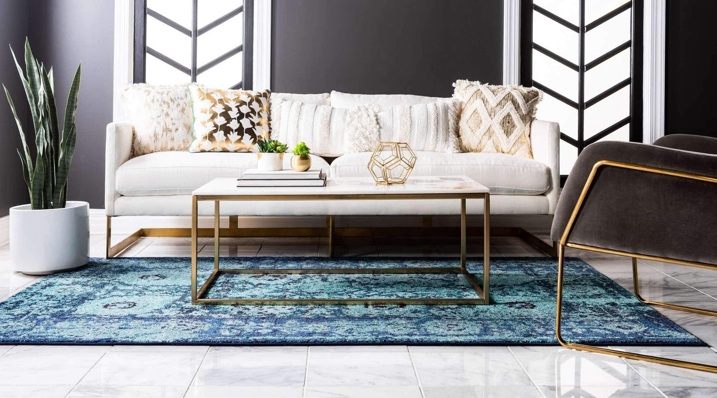 Unique Loom Medici Collection Vintage Botanical Traditional Blue Area Rug (5' 0 x 8' 0)