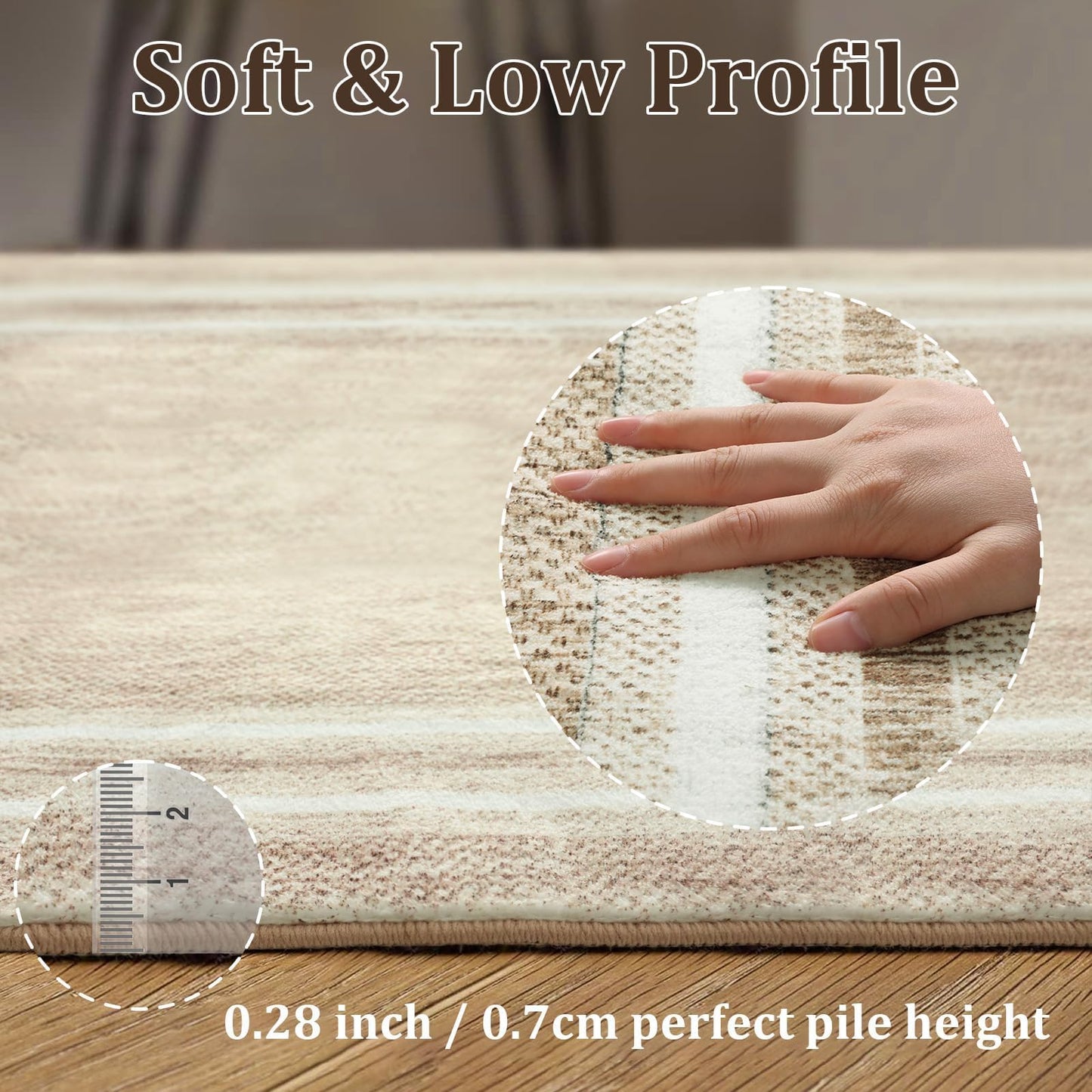 OJIA Modern Bordered Washable Rug 3'x5', Printed Non Slip Rug for Living Room Soft Bedroom Entry Mat Non-Shedding Accent Carpet Indoor Door Mat Small Carpet for Entryway Kitchen Bathroom Office