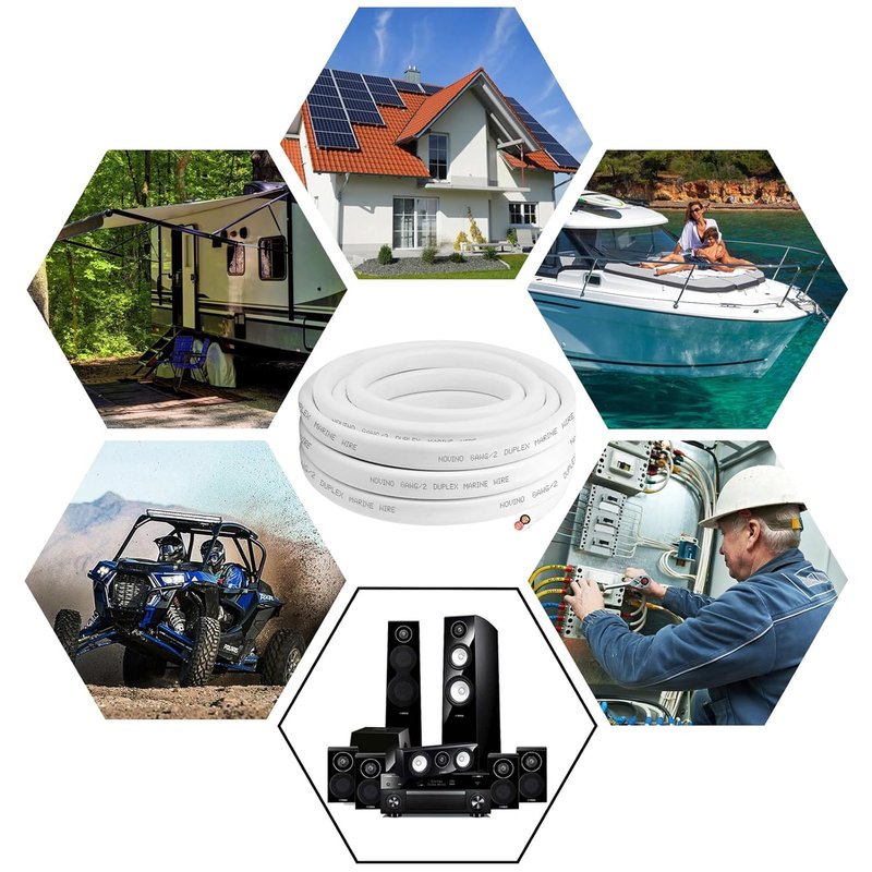 6 AWG Marine Wire - Duplex Marine Grade Tinned Copper Cable | 50ft for Boat, RV, Automotive Use