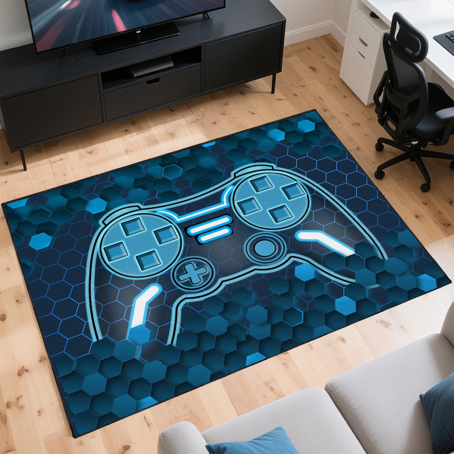 Gamer Rug for Room,3'x5' Gaming Rugs with Non-Slip Backing,Game Room Carpet for Bedroom and Livingroom Decor