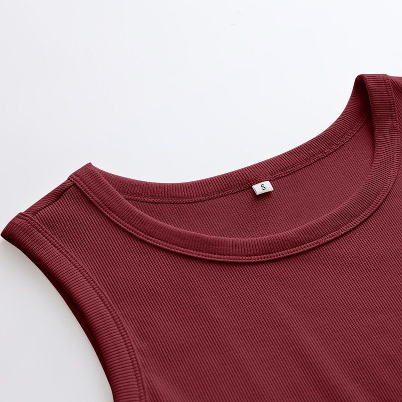 ANRABESS Womens Sleeveless High Neck Tank Tops Fashion Summer Casual Basic Slim Fit Ribbed Racerback Top Shirt Clothes Burgundy XX-Large