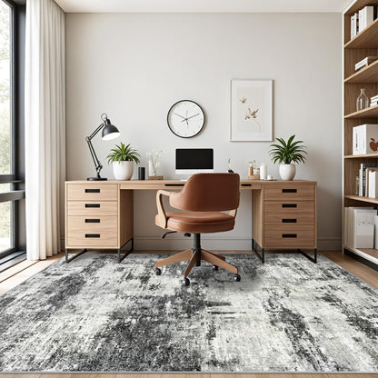 8x10 Area Rugs for Living Room: Abstract Washable Rug with Anti-Slip Backing Non-Shedding Stain-Resistant Soft Modern Large Carpet for Bedroom Dining Room Farmhouse Nursery Home Office Black