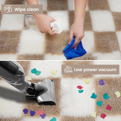 Super Soft Rug for Bedroom, 5x8 Ft Beige and White Area Rug Classic Checkered Shaggy Anti-Skid High Pile Soft Fluffy Rug Fuzzy Carpet for Living Room Bedroom Kids Room Nursery, Dorm Home Decor